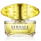 A 50ml Versace Yellow Diamond Deodorant Spray for women with a faceted yellow cap and yellow liquid, housed in a rectangular glass bottle.
