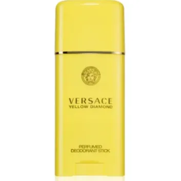 A set of three 50ml Versace Yellow Diamond Deodorant Sticks for women, each in yellow packaging with the Versace logo on the front.