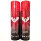 Two red 200ml Police Instinct Deodorant Sprays for men, each with a winged logo, are standing side by side.