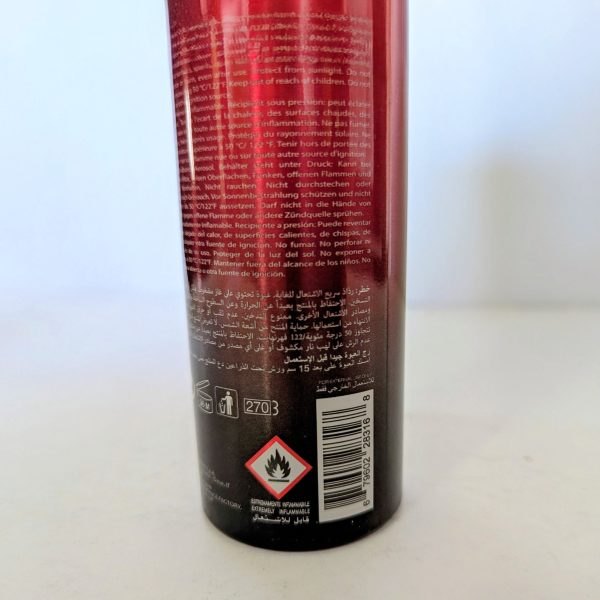 Police Instinct Deodorant Spray for Men, 200ml: red aerosol can with warning labels in multiple languages, barcode, and flammable symbol displayed on a white background.