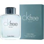 A 100ml Calvin Klein CK Free EDT spray for men is shown beside its blue box.