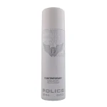 Two white cylindrical cans of Police Contemporary Deodorant Spray for Men, 200ml each, featuring gray text and logo on the front.