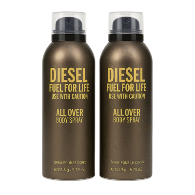 Two bottles of 2x Diesel Fuel For Life Body Spray for Men, 200ml each.