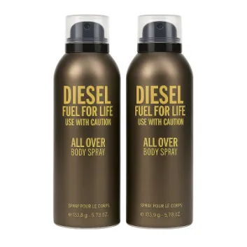 Two bottles of 2x Diesel Fuel For Life Body Spray for Men, 200ml each.