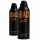 Two black bottles of Diesel Bad Body Spray for Men, each 200 ml, featuring bold orange lettering on the front and black spray tops, are displayed against a white background.