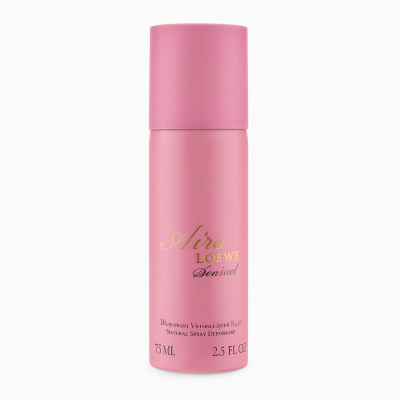 A set of two 75ml pink spray bottles labeled "2x Loewe Aire Loewe Sensual Deodorant Spray for Her," featuring gold and white text.