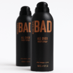 Two 200ml cans of Diesel Bad Body Spray for Men, featuring copper-colored text on black aerosol cans, are shown against a plain white background.