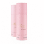 Two pink cylindrical bottles of 2x Loewe Aire Loewe Sensual Deodorant Spray 75ml, for Her are displayed on a white background.
