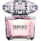 A pink, transparent 50ml bottle of Versace Bright Crystal Deodorant Spray for Her, topped with a large, faceted clear cap.