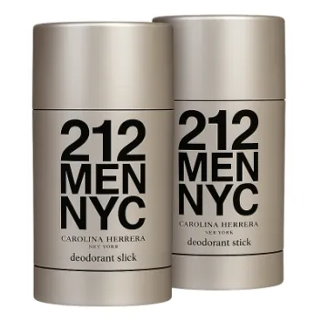 Two 75ml Carolina Herrera 212 NYC Men Deodorant Sticks, silver with bold black text on the front.