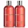 Two bottles of 2x Molton Brown Heavenly Gingerlily Bath & Shower Gel 300ml, Womens, each featuring silver caps and filled with red liquid, are arranged side by side against a white background.