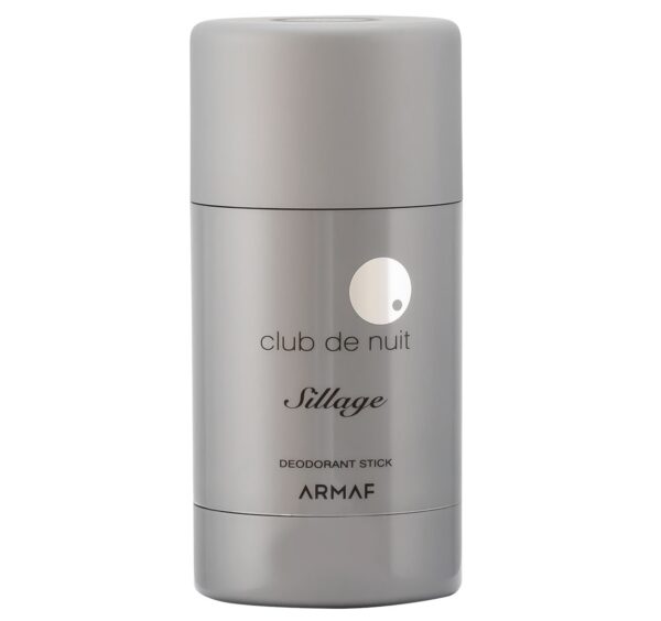 Three silver cylindrical 75ml deodorant sticks, labeled "Armaf Club de Nuit Sillage" for unisex use, are standing upright on a plain white background.