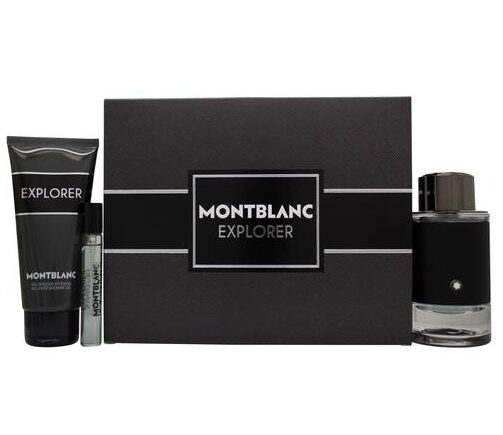 Mont Blanc Explorer Gift Set for Men includes a 100ml EDP, a 100ml shower gel, and a 7.5ml EDP.