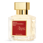 A clear glass bottle of Maison Francis Kurkdjian Baccarat Rouge 540 EDP 200ml Spray, Unisex, featuring a gold cap and a red label on the front.