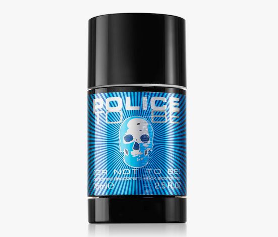 A set of 3 Police To Be (Or Not To Be) Deodorant Sticks for Men, 75ml each, featuring a blue label with a metallic skull graphic and bold "POLICE" text on a cylindrical stick with a black cap.