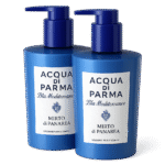 Two blue bottles of 2x Acqua di Parma Blu Mediterraneo Mirto di Panarea Hand & Body Lotion 300ml, Unisex, are displayed on a white background.