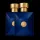 Two rectangular dark blue Versace Pour Homme Dylan Blue Deodorant Spray bottles for men, 100ml each, with gold caps and medallions, displayed against a plain white background.