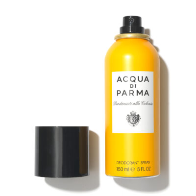 Two yellow 150ml cans of Acqua di Parma Colonia Unisex Deodorant Spray are shown with black caps on a white background.