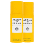 Two 150ml bottles of Acqua di Parma Colonia Deodorant Spray, Unisex, shown side by side with yellow packaging and black text labels against a white background.