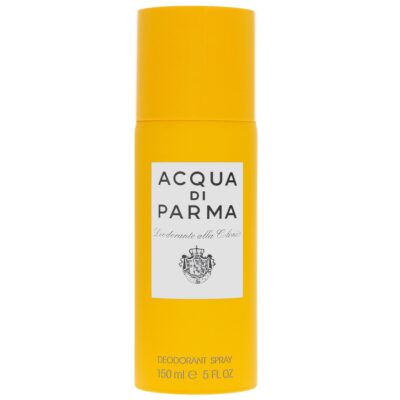 Two yellow canisters of Acqua di Parma Colonia Deodorant Spray, Unisex, 150ml each, featuring a white label with black text.