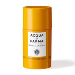 A set of three yellow cylindrical "Acqua di Parma Colonia" deodorant sticks, each unisex and 75ml, displayed against a white background.