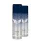 Two bottles of Police Frozen Deodorant Spray for Men, 200ml each, with blue caps and a silver gradient design.
