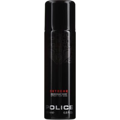 A pack of 2 Police Extreme Deodorant Body Sprays for men, each in a 200ml black can with white and red text on the front.