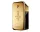 A gold, rectangular 50ml spray bottle of Paco Rabanne 1 Million Eau De Toilette, with embossed branding and a minimalist nozzle on top.