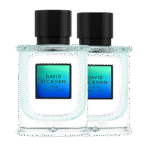 Two bottles of David Beckham True Instinct Eau de Parfum 75ml Spray, featuring clear glass, black caps, and blue-green gradient labels, are displayed side by side on a plain background.