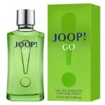 A green bottle of Joop Go Men's Eau de Toilette, 100ml EDT Spray, appears beside its matching box, both displaying the brand name and signature exclamation mark design.