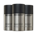 Three 75ml Porsche Design Palladium Alcohol Free Deodorant Sticks for men, featuring silver cylindrical containers with black caps.