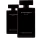 Two black, rectangular 200ml bottles of Narciso Rodriguez for Her Shower Gel, featuring minimalist white and pink text, with one bottle positioned slightly behind the other.