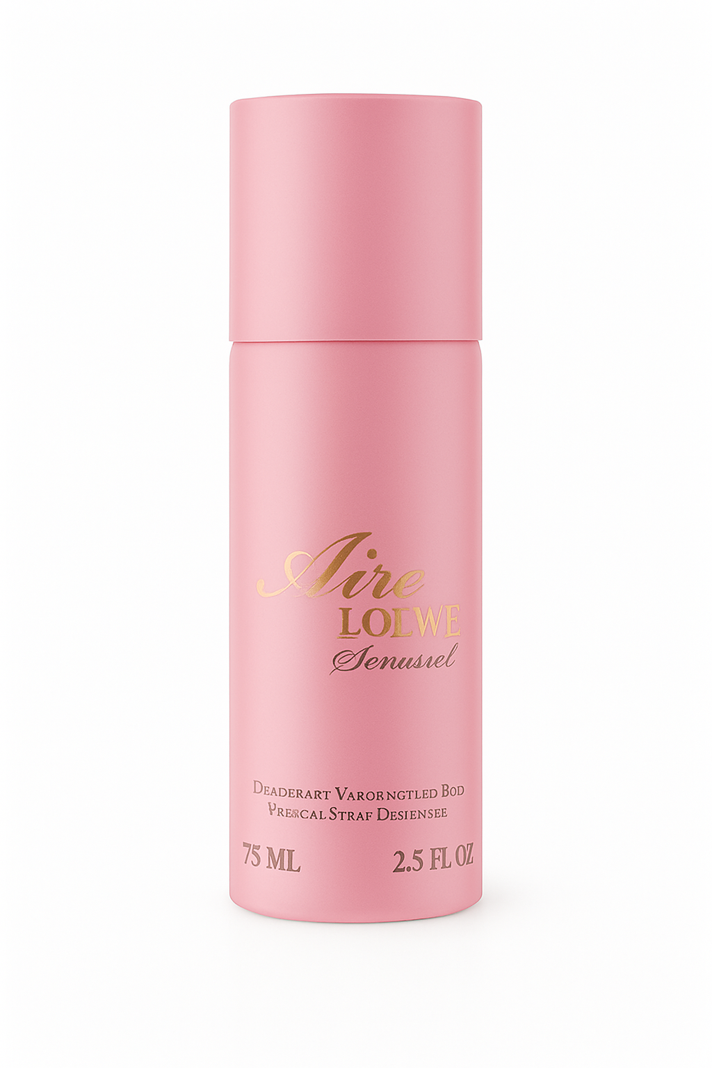 A pink cylindrical bottle labeled "Aire Loewe Sensual" with gold text, showing a 75 ml (2.5 fl oz) capacity.