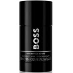 Set of 3 Hugo Boss Bottled Beyond deodorant sticks for men, each 75 ml, black cylindrical packaging with silver and white text.