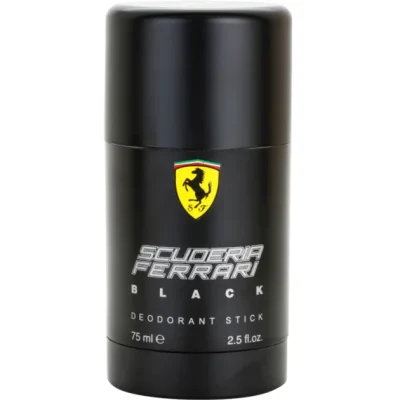 A set of 3 Scuderia Ferrari Black Deodorant Sticks, 75ml each, featuring the Ferrari logo and product name on the front.