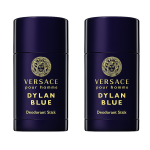 Two 75ml Versace Pour Homme Dylan Blue Deodorant Sticks are displayed side by side against a white background.