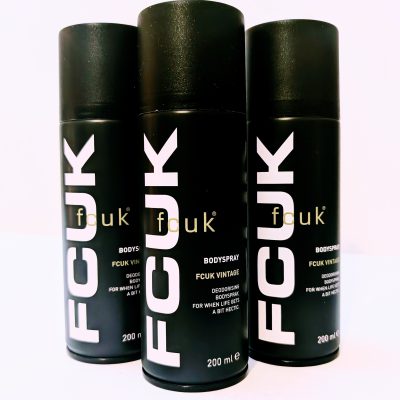 3x Fcuk Vintage Deodorising Body Spray for Men, 200ml