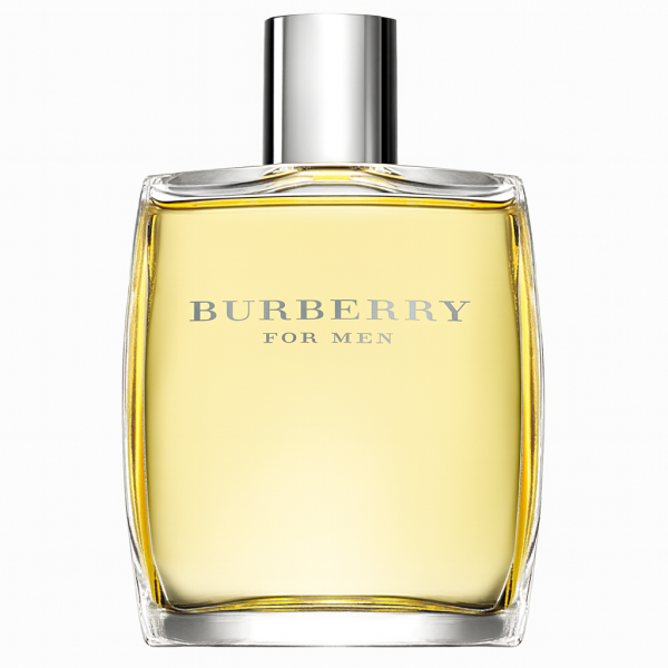 A 100ml clear glass bottle of Burberry for Men Eau de Toilette Spray with a silver cap and yellow liquid, displayed against a white background.