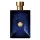 A rectangular dark blue Versace Pour Homme Dylan Blue Eau de Toilette 200ml bottle with a gold cap and emblem is photographed against a white background.