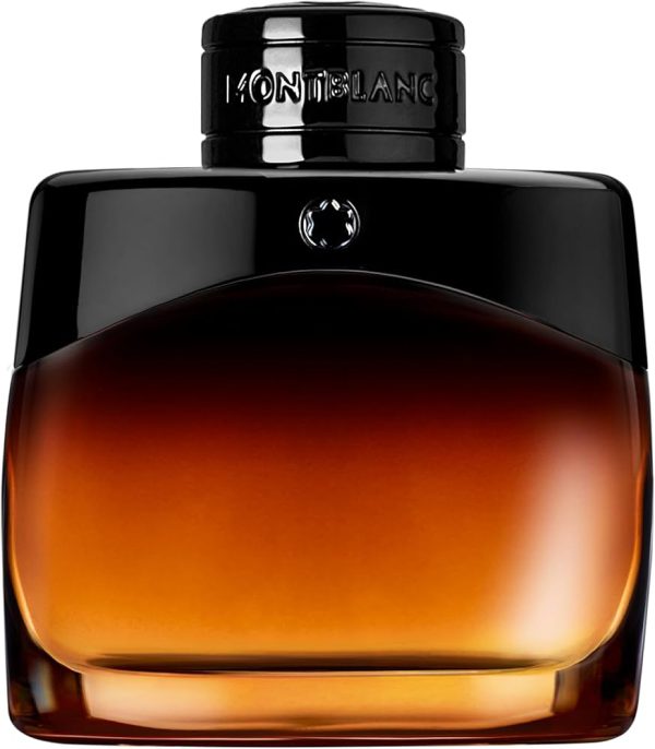 A 100ml bottle of Mont Blanc Legend Night EDP Spray for Men, featuring a gradient amber and black glass design with a black cap and the Montblanc name embossed on top.