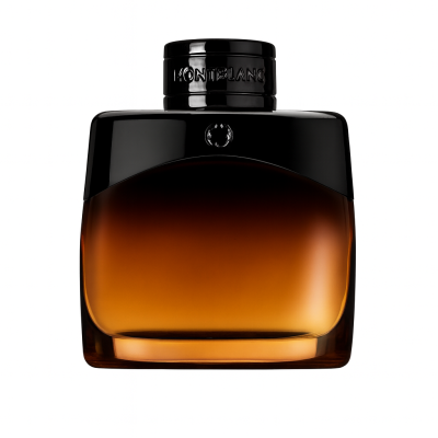 Mont Blanc Legend Night EDP Spray for Men, 100ml, comes in a Montblanc branded glass bottle with a gradient amber-to-black design and a black cap.