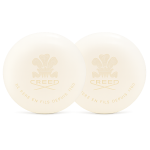 Set of two off-white Creed Aventus Millesime Bar Soaps for Men (150g each), both round and embossed with the Creed logo and "DE PÈRE EN FILS DEPUIS 1760".