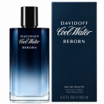 A bottle and box of Davidoff Cool Water Reborn EDT Spray for Men, 125ml, with a blue gradient design and white text.