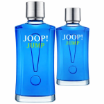 Two blue bottles of Joop Jump EDT for Men, Eau de Toilette (200ml each), feature silver caps and bold branding with an exclamation mark on the front.