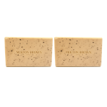 Two Molton Brown Black Pepper Bodyscrub Soap Bars (250g each) with small dark specks are placed side by side on a plain white background.