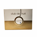 A rectangular box labeled "club de nuit Milestone" with a gold and white design, containing luxury handcrafted soap.
