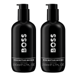 Two black bottles of Hugo Boss Bottled Beyond Shower Gel for Men (200ml each) are shown side by side on a white background.