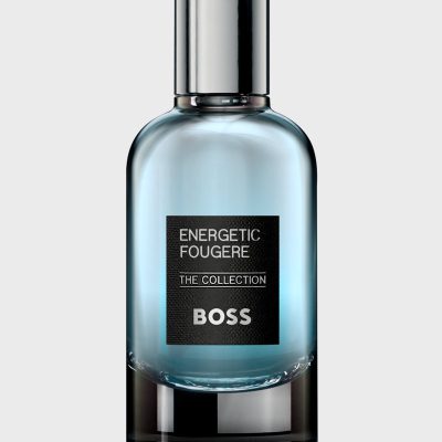 A 100ml bottle of Hugo Boss BOSS The Collection Energetic Fougère EDP Spray with a metallic cap and black label is displayed against a plain light gray background.