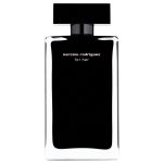 A rectangular black bottle labeled "Narciso Rodriguez for Her Eau De Toilette for Women, 100ml" with white text near the top.