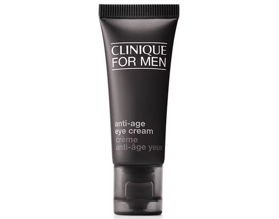 Three black tubes of Clinique for Men Age Defense for Eyes 15ml, with white text on the front, stand upright against a white background.